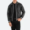 Brad Pitt Black Leather Varsity Jacket