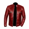 Men Red Biker Leather Jacket