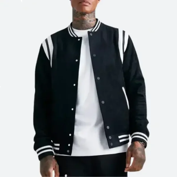 Men's Black Bomber Varsity Jacket