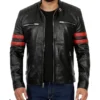 Men’s Cafe Racer Black Leather Jacket