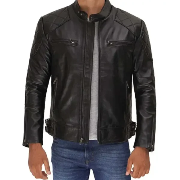 Retro Black Quilted Leather Jacket