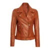 Women Asymmetrical Belted Leather Jacket