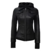 Women Black Bomber Leather Jacket