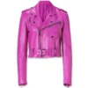 Women Hot Pink Leather Jacket