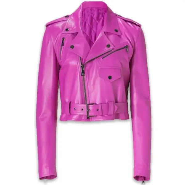 Women Hot Pink Leather Jacket