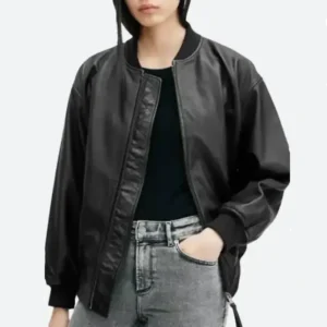 Women Oversized Black Leather Jacket