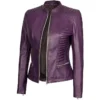 Women Purple Leather Jacket