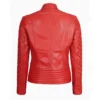 Women Red Biker Leather Jacket