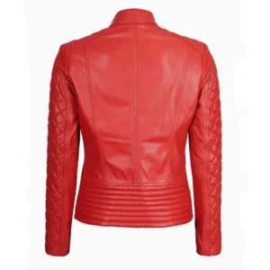 Women Red Biker Leather Jacket