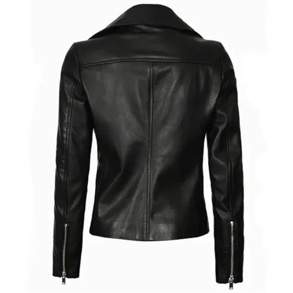 Womens Biker Motorcycle Leather Jacket