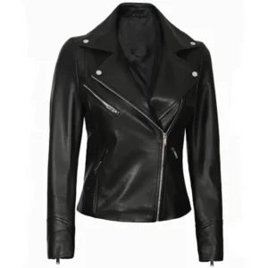 Womens Black Motorcycle Leather Jacket