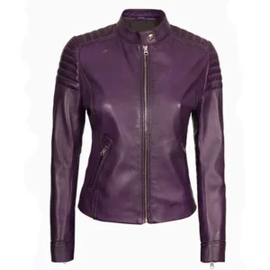 Women’s Motorcycle Purple Leather Jacket