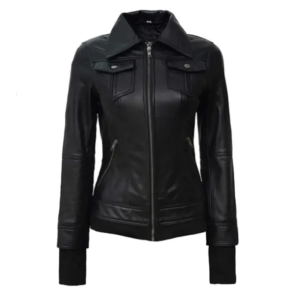 Women’s Fitted Bomber Leather Jacket