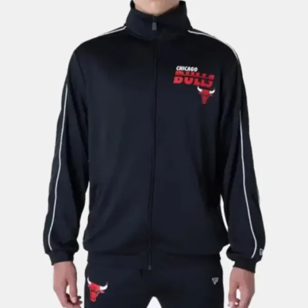 Chicago Bulls NBA Track Top Black Jacket