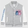 Disney Lilo And Stitch Varsity Grey and White Jacket