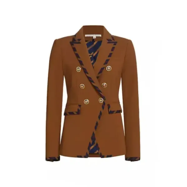 The Today Show 2025 Cecilia Cuff Stripe Trim Brown Blazer