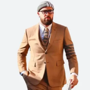 Travis Kelce Thom Browne Striped Coat