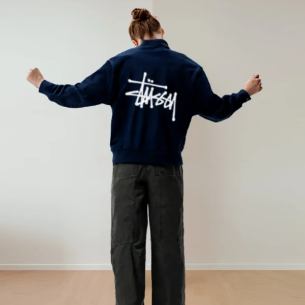 Unisex Basic Stussy Pullover Navy Hoodie