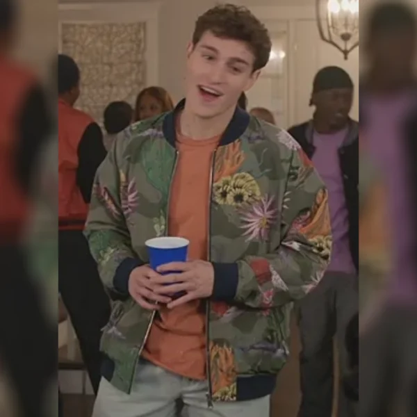 All American S07 E07 Green Printed Bomber Jacket