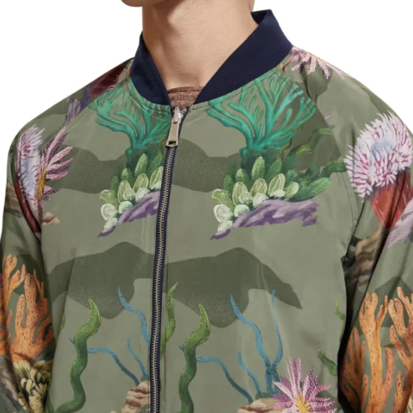 All American Sea Life Green Printed Bomber Jacket