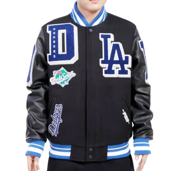 Magic Johnson Los Angeles Dodgers Black Varsity Jacket