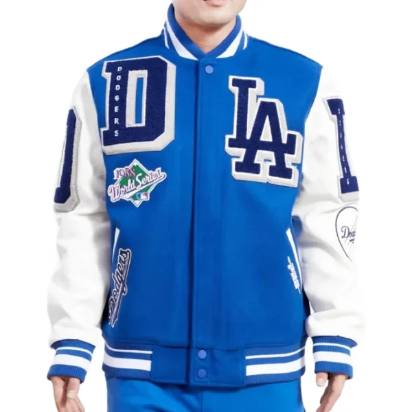 Magic Johnson Los Angeles Dodgers Blue Varsity Jacket