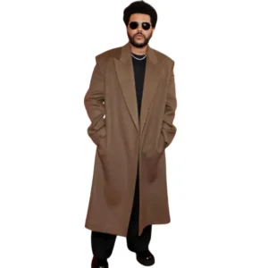 The Weeknd NY Premiere Hurry Up Tomorrow Brown Coat